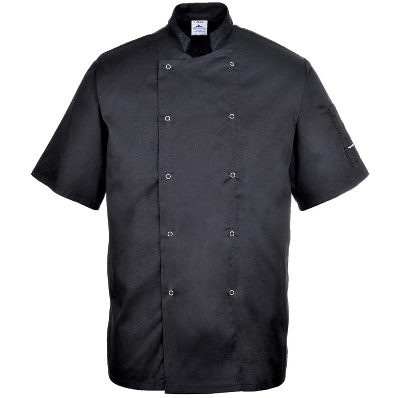 Veste de cuisine noire manches courtes CUMBRIA