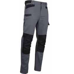 pantalon de travail coton gris poches genouillere ponce