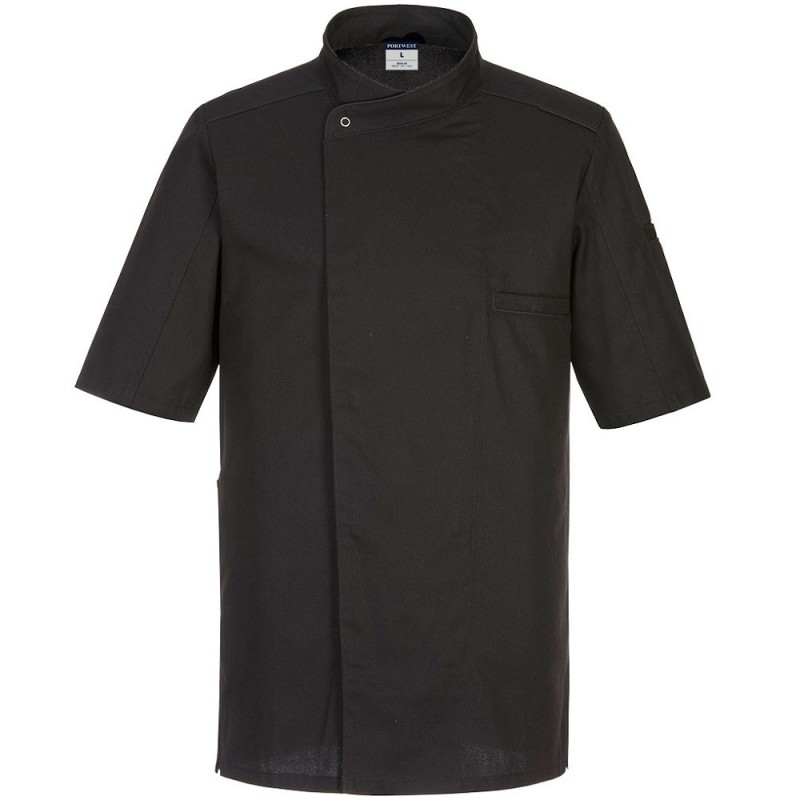 veste de cuisine noire manche courte respirante