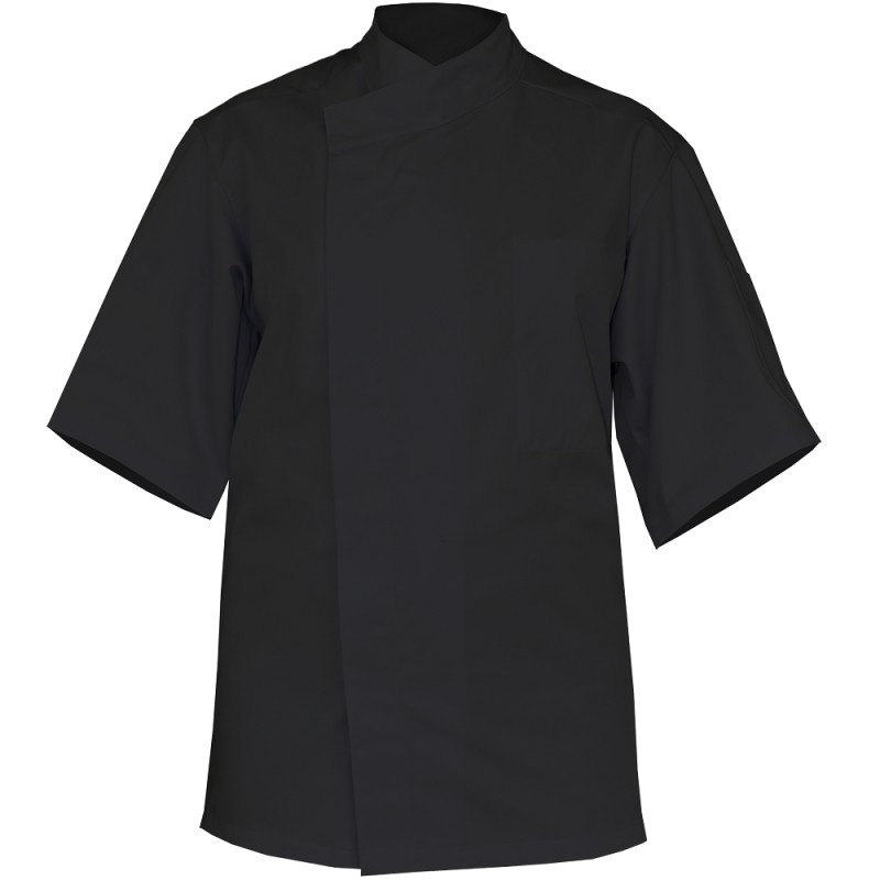 Veste de cuisinier noir manche manches courtes mixte