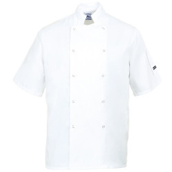 veste de cuisine blanche manches courtes