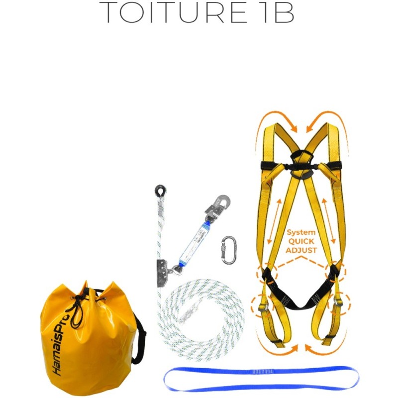 Kit de sécurité essentiel antichute évolution sur toiture 20m de chez Harnaispro