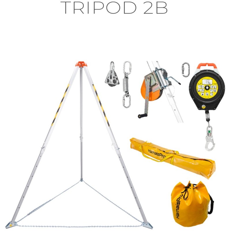 Kit structurel trépied antichute services généraux, pour descente suspension et évacuation en espaces confiné de chez Harnaispro