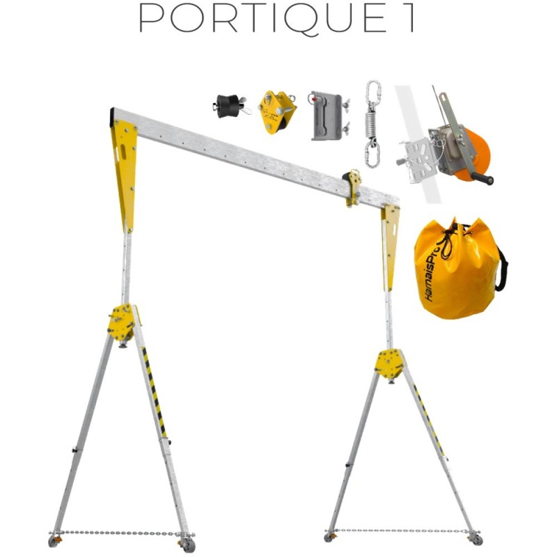 Kit structurel portique mobile antichute pour la sécurisation d'une personne ou levage de charges de chez Harnaispro