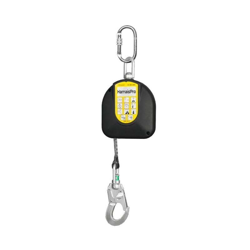 Antichute à rappel automatique à sangle de 6m avec connecteur HOOK de chez Harnaispro