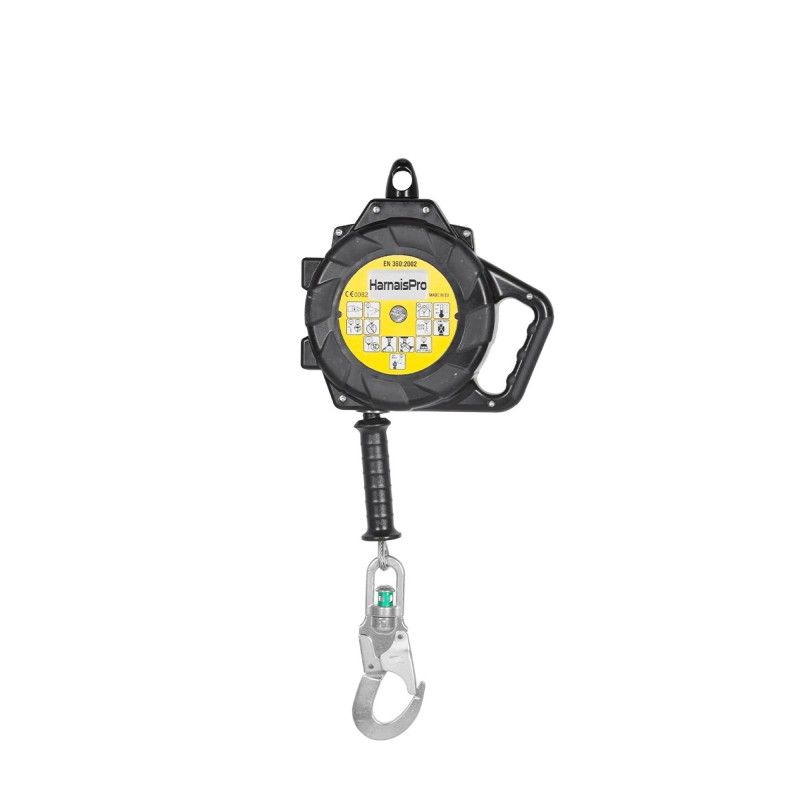 Antichute à rappel automatique à câble de 10m avec connecteur HOOK de chez Harnaispro