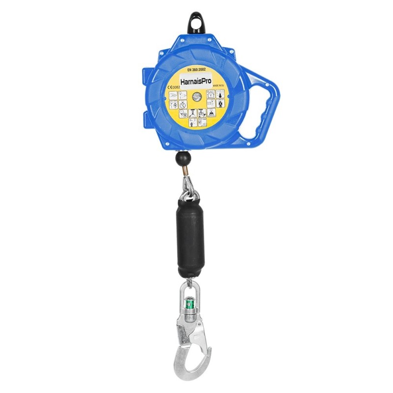 Antichute à rappel automatique à câble de 11m avec connecteur HOOK de chez Harnaispro