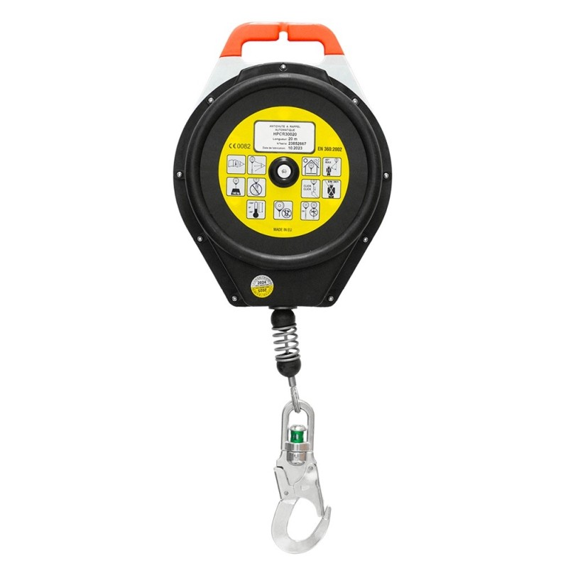 Antichute à rappel automatique à câble de 20m avec connecteur HOOK de chez Harnaispro