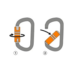 Mousqueton acier, verrouillage automatique double action de chez Harnaispro