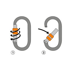 Mousqueton aluminium, verrouillage manuel de chez Harnaispro