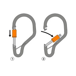 Mousqueton aluminium, interchangeable, verrouillage automatique de chez Harnaispro Mousqueton aluminium, interchangeable, verrouillage automatique de chez Harnaispro