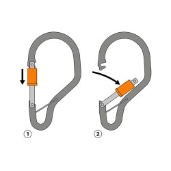 Mousqueton aluminium, interchangeable, verrouillage automatique double action de chez Harnaispro