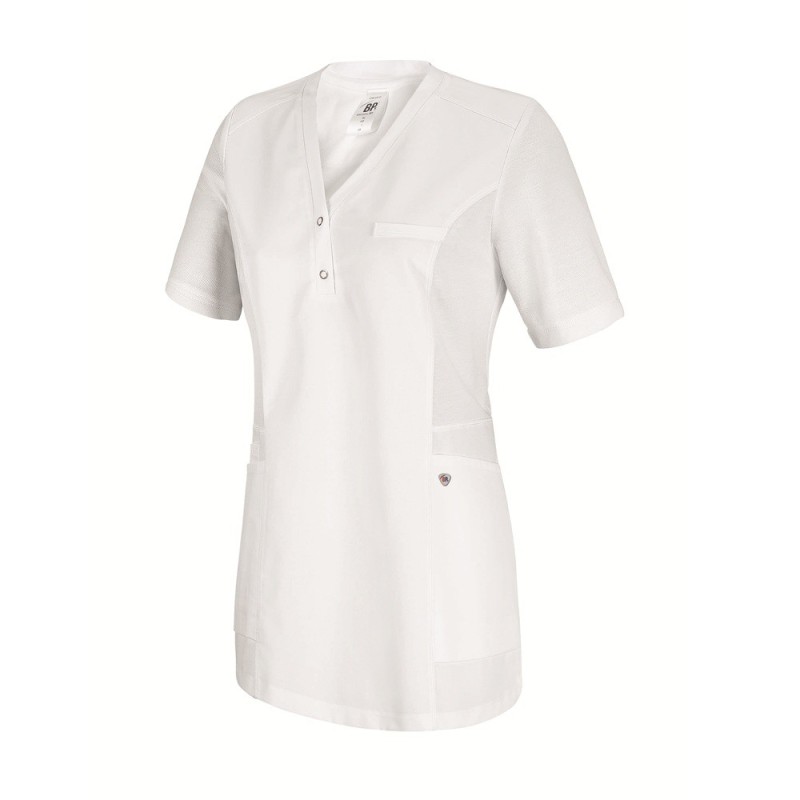 Tunique médicale Femme blanche Polo à enfiler CONFORT de chez BP