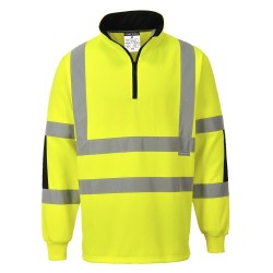 Sweat Haute Visibilité Grande Taille avec Col Zippé Résistant, Réfléchissant et Certifié EN ISO 20471
