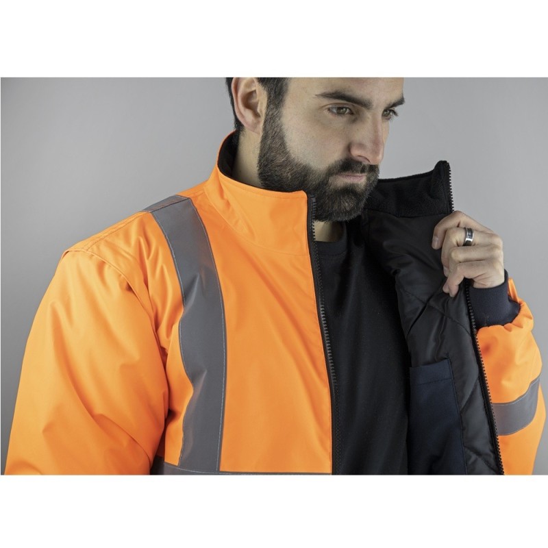 Parka Haute visibilité 4 en 1 LMA - Imperméable, coupe-vent, matelassée