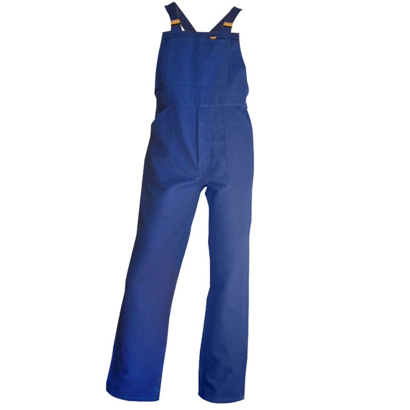 Salopette de travail en coton 100% - Poche zippée, poche stylo intégrée - Taille ajustable - Qualité 320 g/m²