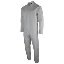Combinaison de peintre en coton 100% - Blanc LMA | Col chevalière, poches zippées, poignets boutons