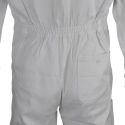 Combinaison de peintre en coton 100% - Blanc LMA | Col chevalière, poches zippées, poignets boutons