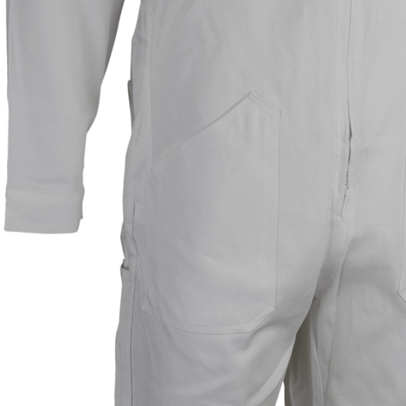 Combinaison de peintre en coton 100% - Blanc LMA | Col chevalière, poches zippées, poignets boutons