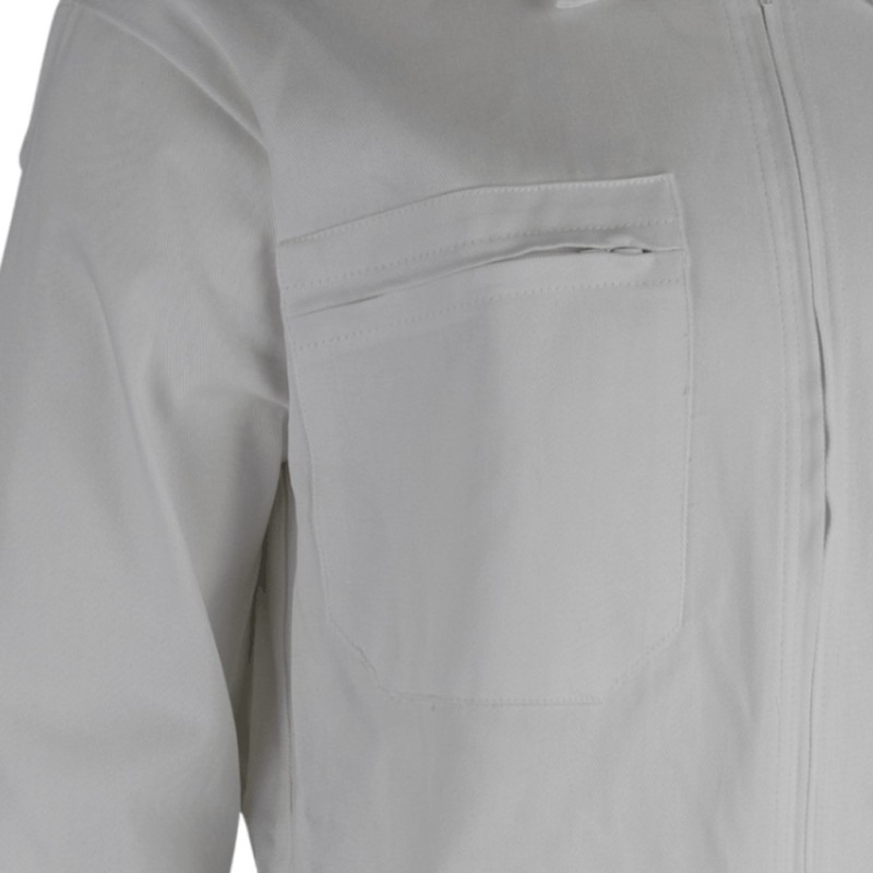 Combinaison de peintre en coton 100% - Blanc LMA | Col chevalière, poches zippées, poignets boutons