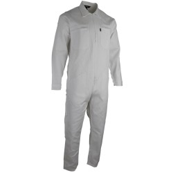 Combinaison de peintre en coton 100% - Blanc LMA | Col chevalière, poches zippées, poignets boutons