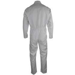 Combinaison de peintre en coton 100% - Blanc LMA | Col chevalière, poches zippées, poignets boutons