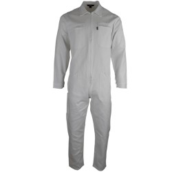 Combinaison de peintre en coton 100% - Blanc LMA | Col chevalière, poches zippées, poignets boutons