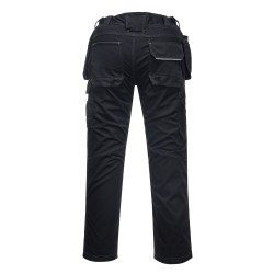 Pantalon de travail noir stretch Portwest poches holster | Genouillères de protection