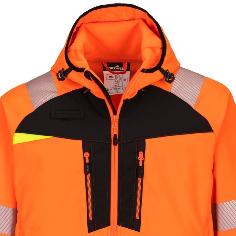 Blouson softshell haute visibilité GRANDES TAILLES PORTWEST DX4 - Résistant, respirant et certifié EN ISO 20471