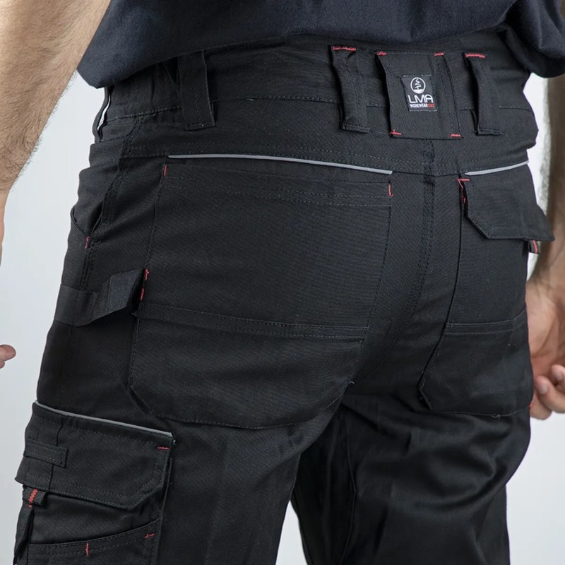 Pantalon de travail noir STRETCH-BASALTE-de chez LMA
