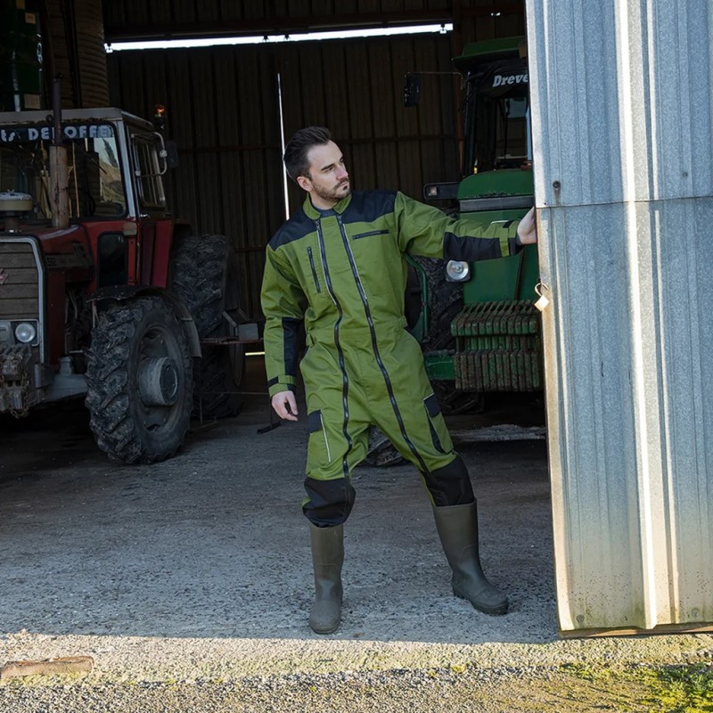 Combinaison Agricole Trident Verte LMA - Double Fermeture, Renforts Genoux