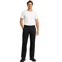 Pantalon de cuisine Leiber noir souple | Longueur réglable par pressions
