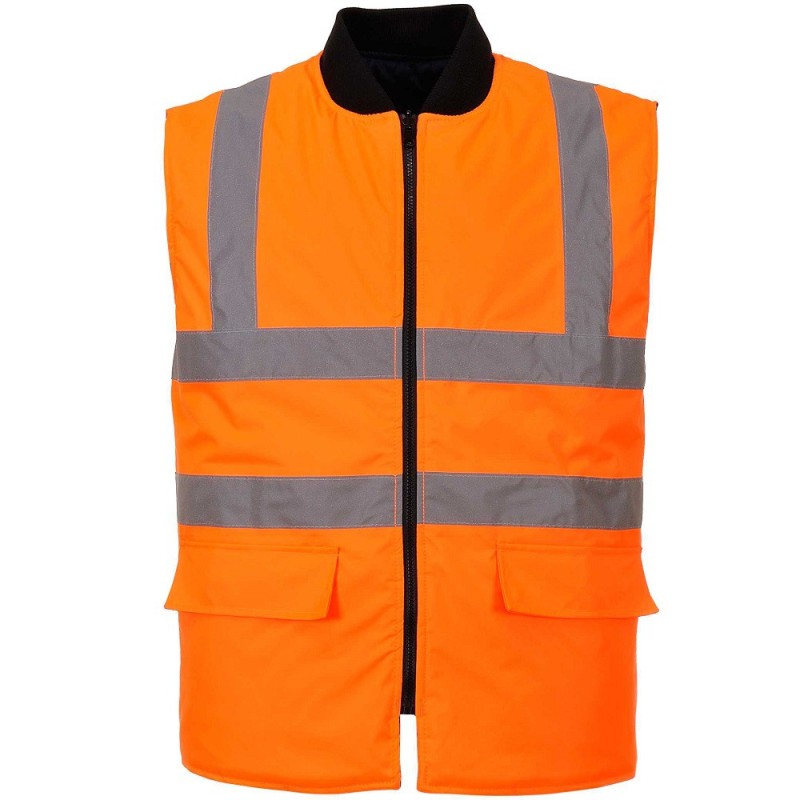 Gilet de travail Hiver orange haute visibilité réversible EN 20471