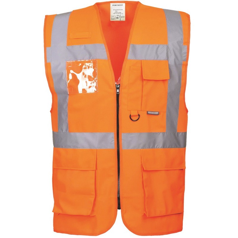 Gilet haute visibilité orange multipoche Norme EN 20471