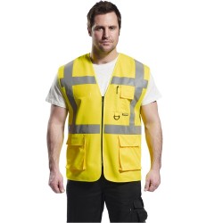 Gilet haute visibilité jaune multipoche Norme EN 20471